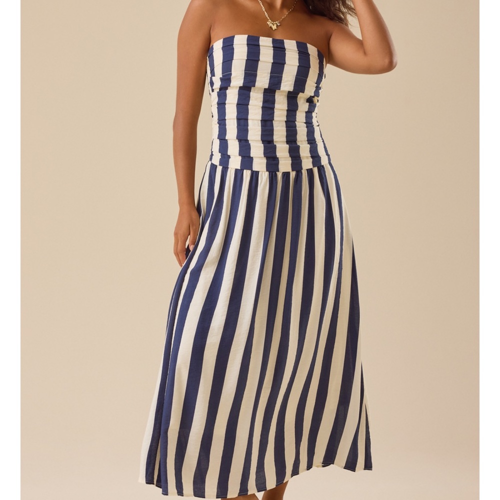 Striped Strapless Maxi Dress